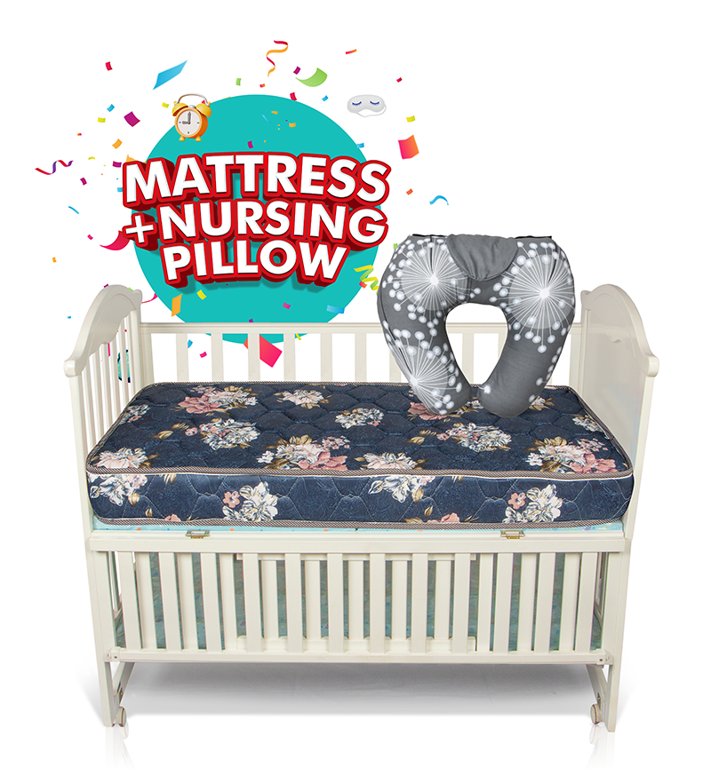 Quilted Babycot Mattress + Nursing Pillow Combo