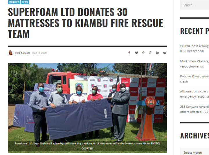 Superfoam Donation To Kiambu County Fire Rescue Team.